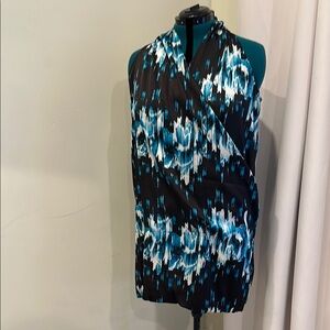 Derek lamb Black and Blue Halter Dress with pockets